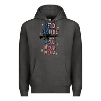 Charcoal Heather red white and pew pew pew Premium Hoodie - MaliasSmallBusiness