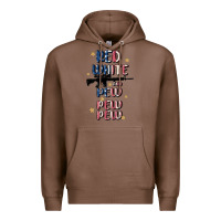 Chestnut red white and pew pew pew Premium Hoodie - MaliasSmallBusiness