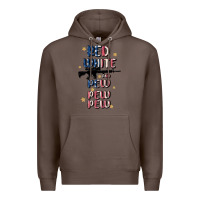 Coffee red white and pew pew pew Premium Hoodie - MaliasSmallBusiness