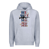 Heather Grey red white and pew pew pew Premium Hoodie - MaliasSmallBusiness