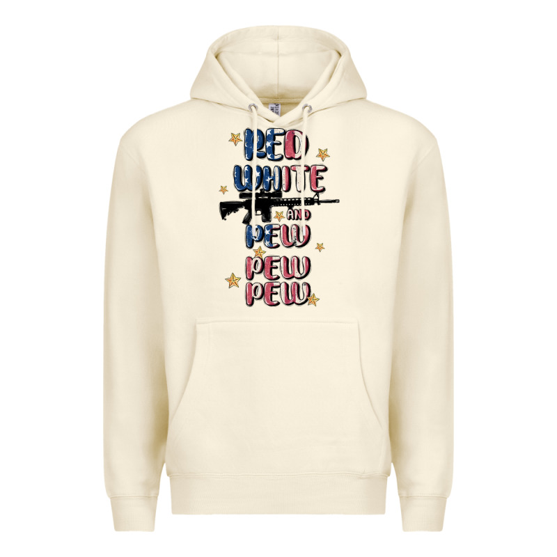 Red White And Pew Pew Pew Premium Hoodie by MaliasSmallBusiness | Teevron
