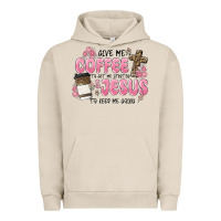 Pigment French Oak give me coffee jesus Urban Hoodie - MaliasSmallBusiness