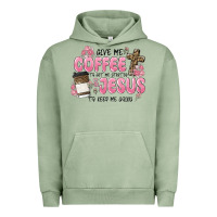 Pigment Oil Green give me coffee jesus Urban Hoodie - MaliasSmallBusiness