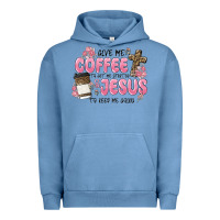 Pigment Pebble Blue give me coffee jesus Urban Hoodie - MaliasSmallBusiness