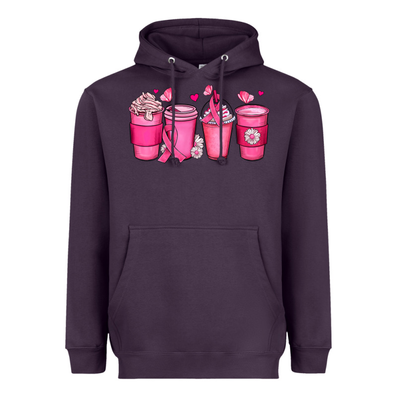 Breast Cancer Coffee Cups Heavyweight Hoodie by JahusDesignShop | Teevron