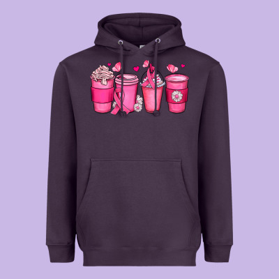 Breast Cancer Coffee Cups Heavyweight Hoodie Designed By Jahusdesignshop