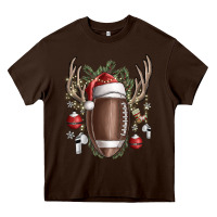 Chocolate Brown christmas football Heavy Core Tee - SublimationCraftShop