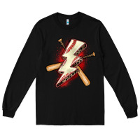 Black baseball lightning bolt Long Sleeve Tee - Zillion Design Studio