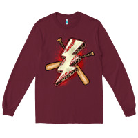 Burgundy baseball lightning bolt Long Sleeve Tee - Zillion Design Studio