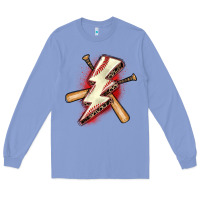 Colony Blue baseball lightning bolt Long Sleeve Tee - Zillion Design Studio