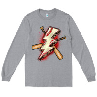 Heather Grey baseball lightning bolt Long Sleeve Tee - Zillion Design Studio