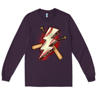 Plum baseball lightning bolt Long Sleeve Tee - Zillion Design Studio