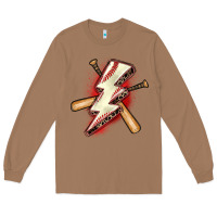 Toasted Coconut baseball lightning bolt Long Sleeve Tee - Zillion Design Studio