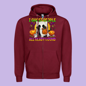 I Ghost People All Ready Round Zipper Hoodie Designed By Texasbilliewilder
