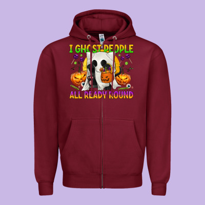 I Ghost People All Ready Round Zipper Hoodie Designed By Texasbilliewilder