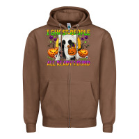 Chestnut I Ghost People All Ready Round Zipper Hoodie - texasbilliewilder