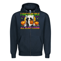 Navy I Ghost People All Ready Round Zipper Hoodie - texasbilliewilder