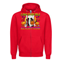 Red I Ghost People All Ready Round Zipper Hoodie - texasbilliewilder