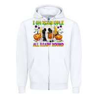 White I Ghost People All Ready Round Zipper Hoodie - texasbilliewilder