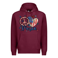 Burgundy peace love 'merica Premium Hoodie - MaliasSmallBusiness