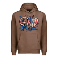 Chestnut peace love 'merica Premium Hoodie - MaliasSmallBusiness