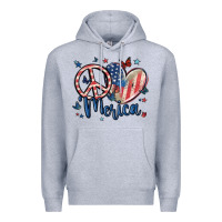 Heather Grey peace love 'merica Premium Hoodie - MaliasSmallBusiness