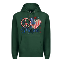 Sports Green peace love 'merica Premium Hoodie - MaliasSmallBusiness
