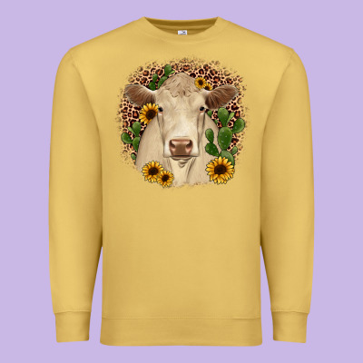 Charolais Leopard Cactus Sunflower Premium Sweatshirt Designed By Jahusdesignshop