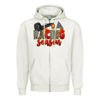 Oatmeal Heather racing season Zipper Hoodie - Zillion Design Studio