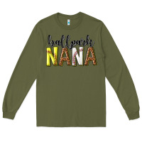 Army Green ballpark nana with leopard Long Sleeve Tee - texasbilliewilder