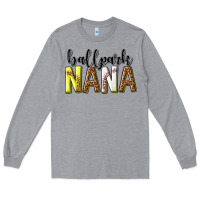 Heather Grey ballpark nana with leopard Long Sleeve Tee - texasbilliewilder