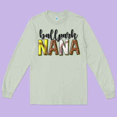 Long Sleeve Tee ballpark nana with leopard