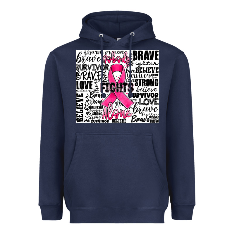Breast Cancer Nobody Fights Alone Heavyweight Hoodie by JahusDesignShop | Teevron