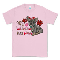 Bubblegum Pink my valentine has paws french bulldog Classic Tee - RanaPortraitStore