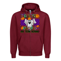 Burgundy I Ghost People All Year Round Zipper Hoodie - texasbilliewilder