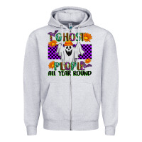 Heather Grey I Ghost People All Year Round Zipper Hoodie - texasbilliewilder
