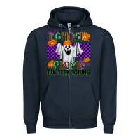 Navy I Ghost People All Year Round Zipper Hoodie - texasbilliewilder