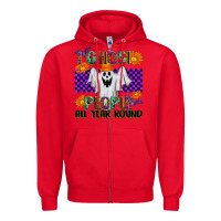 Red I Ghost People All Year Round Zipper Hoodie - texasbilliewilder