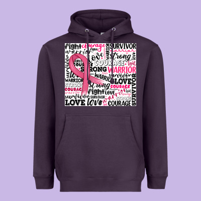 Breast Cancer Ribbon Heavyweight Hoodie Designed By Jahusdesignshop