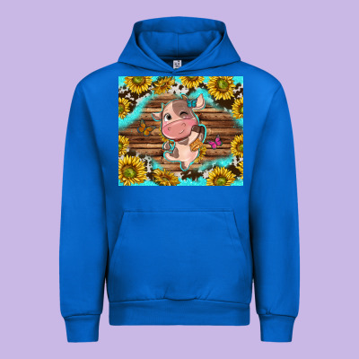 Western Cute Cow With Sunflower Urban Hoodie Designed By Nancycooperartshop