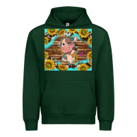 Forest Green western cute cow with sunflower Urban Hoodie - NancyCooperArtShop