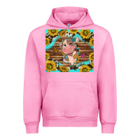 Fuchsia Pink western cute cow with sunflower Urban Hoodie - NancyCooperArtShop