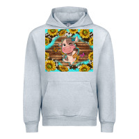 Heather Grey western cute cow with sunflower Urban Hoodie - NancyCooperArtShop