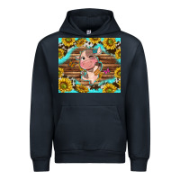 Navy western cute cow with sunflower Urban Hoodie - NancyCooperArtShop