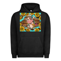 Pigment Black western cute cow with sunflower Urban Hoodie - NancyCooperArtShop