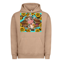 Pigment Burro western cute cow with sunflower Urban Hoodie - NancyCooperArtShop