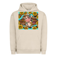Pigment French Oak western cute cow with sunflower Urban Hoodie - NancyCooperArtShop