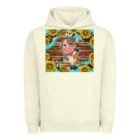 Pigment Pistachio western cute cow with sunflower Urban Hoodie - NancyCooperArtShop