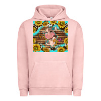 Pigment Salmon western cute cow with sunflower Urban Hoodie - NancyCooperArtShop