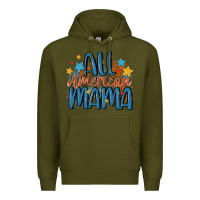 Army Green all american mama Premium Hoodie - MaliasSmallBusiness